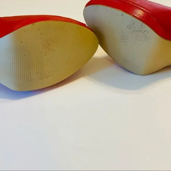 Marc-Fisher Women’s red Marsha Peep-Toe Bow Stillitoes size 8 - Picture 6 of 9